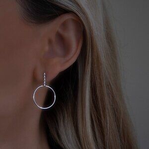Stunning Sterling Silver Earrings With Hoops Chic Modern Dangle Studs, 925 Stamp